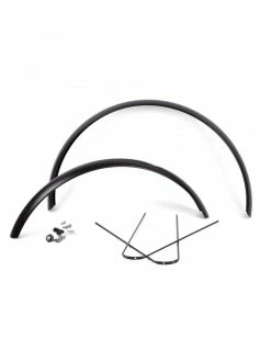 Paire De Garde-boue 26" X 60mm Avant Long + Fixations - Noir Mat
