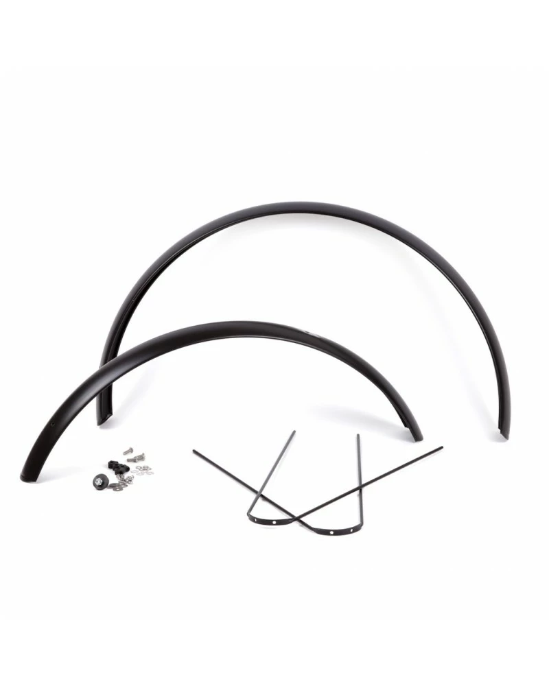 Paire De Garde-boue 26" X 60mm Avant Long + Fixations - Noir Mat
