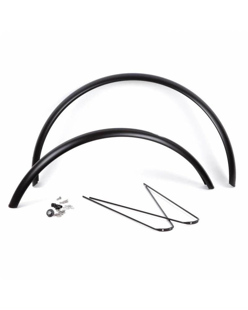 Paire De Garde-boue 650B X 50mm Avant Long + Fixations - Noir Mat