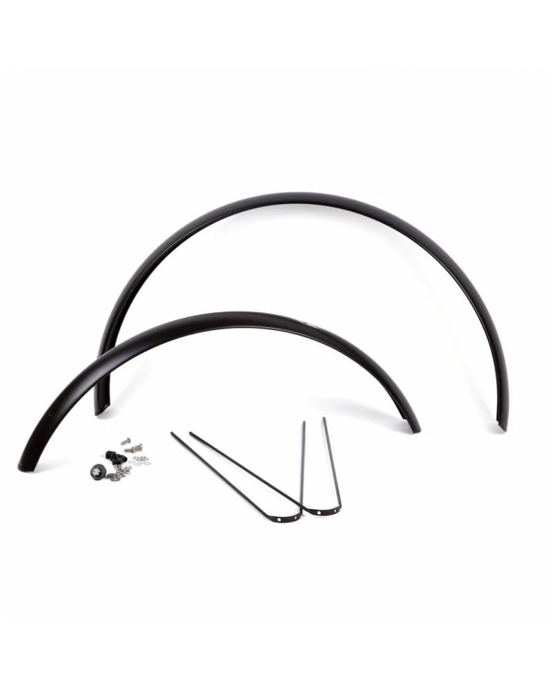 Paire De Garde-boue 700C X 40mm Avant Long + Fixations - Noir Mat