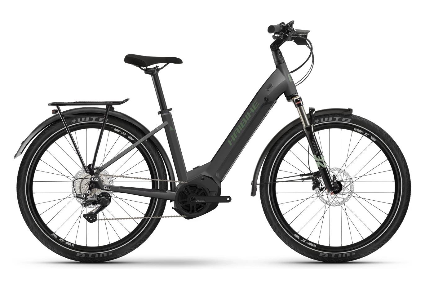 VTC Électrique Haibike Trekking 7 Low Shimano Deore 11V 630 Wh 27.5 » Gris Anthracite Olive 2022