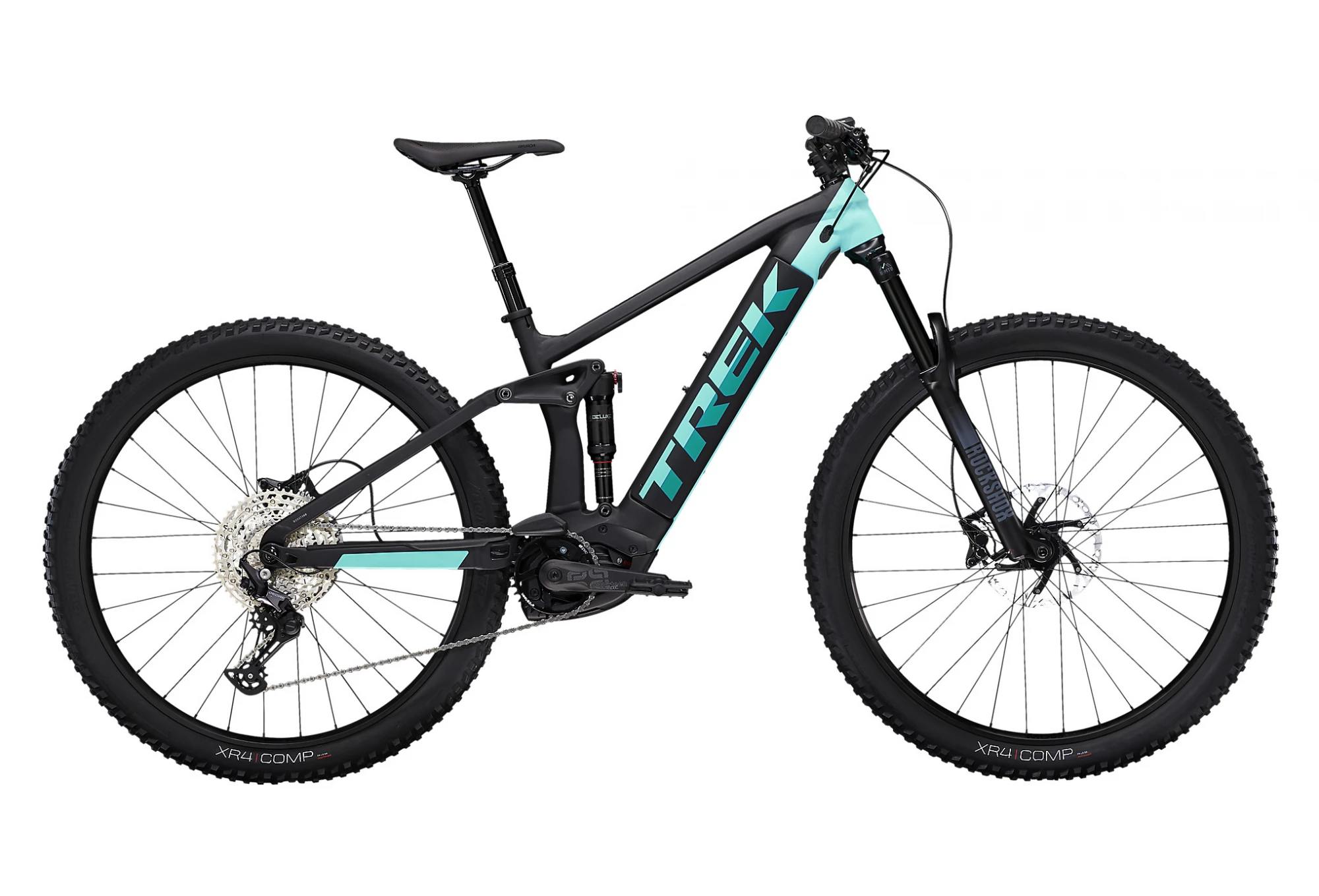 VTT Électrique Tout-Suspendu Trek Rail 5 Shimano Deore 12V 625 Wh 29 » Noir Mat / Vert Miami 2022