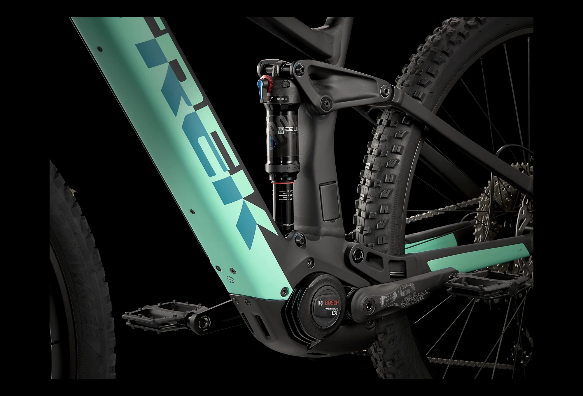 VTT Électrique Tout-Suspendu Trek Rail 5 Shimano Deore 12V 625 Wh 29 » Noir Mat / Vert Miami 2022 – Image 4