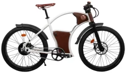 Velo Beach Cruiser Electrique Vintage 26 Pouces Rayvolt Torino Blanc 504Wh 25km/h